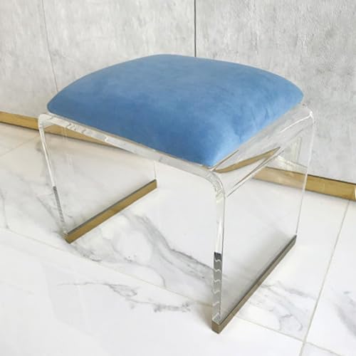 NMVAWIPT 2 Stück - Acrylhocker Mit Samtpolsterung, Moderner Stuhl, Kreativer Schlafzimmersitz, Schminktisch, Möbel-Nachttisch(Blue,16.1" Dx11.4 Wx17.7 H) von NMVAWIPT