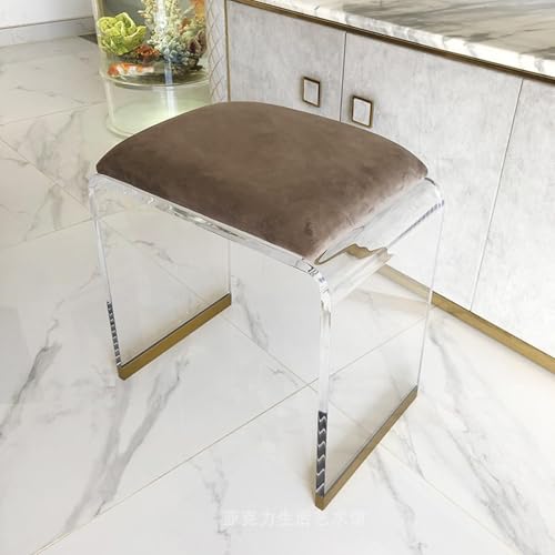 NMVAWIPT 2 Stück - Acrylhocker Mit Samtpolsterung, Moderner Stuhl, Kreativer Schlafzimmersitz, Schminktisch, Möbel-Nachttisch(Brown,16.1" Dx11.4 Wx17.7 H) von NMVAWIPT