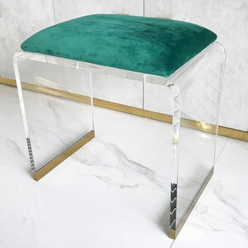 NMVAWIPT 2 Stück - Acrylhocker Mit Samtpolsterung, Moderner Stuhl, Kreativer Schlafzimmersitz, Schminktisch, Möbel-Nachttisch(Green,12.6" Dx9.1 Wx10.2 H) von NMVAWIPT