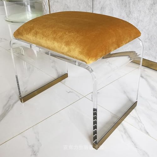 NMVAWIPT 2 Stück - Acrylhocker Mit Samtpolsterung, Moderner Stuhl, Kreativer Schlafzimmersitz, Schminktisch, Möbel-Nachttisch(Orange,16.1" Dx11.4 Wx17.7 H) von NMVAWIPT