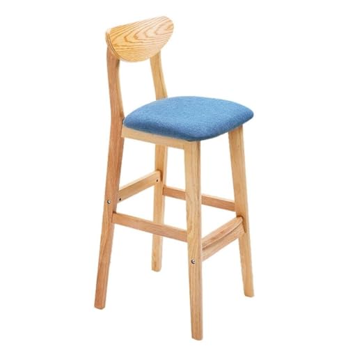 NMVAWIPT 2 Stück Barhocker Aus Holz for Die Küche, Mit Rückenlehne, Barstühle Massivholz Stoffoberfläche Und Sitzfläche(Blue,39.5x44x101cm) von NMVAWIPT