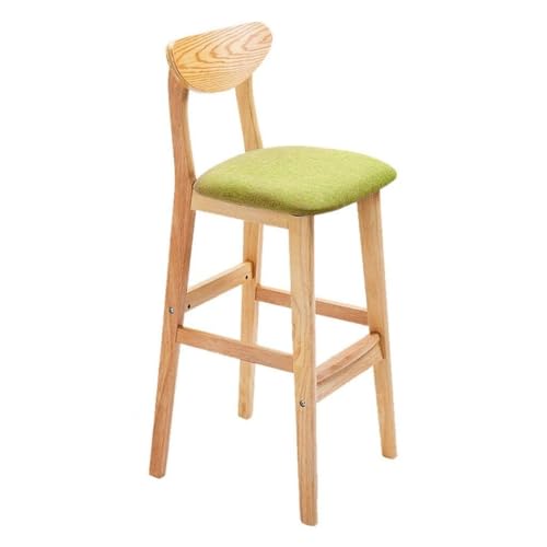 NMVAWIPT 2 Stück Barhocker Aus Holz for Die Küche, Mit Rückenlehne, Barstühle Massivholz Stoffoberfläche Und Sitzfläche(Green,39.5x44x101cm) von NMVAWIPT