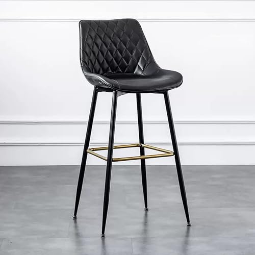 NMVAWIPT 2 Stück - Barhocker Aus PU-Leder In Thekenhöhe, Frühstücksbarhocker, Bauernhaus-Barstühle Mit Rückenlehne for Kücheninsel, Pub(Black,Sitting Height: 63cm) von NMVAWIPT