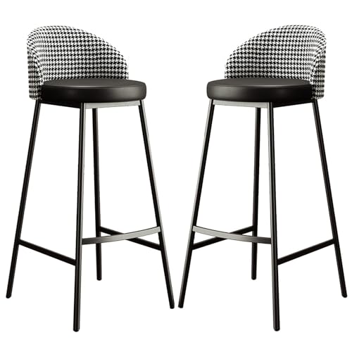 NMVAWIPT 2 Stück - Barhocker Barhocker Stühle Hocker Theke Hoch Frühstück Küchenstuhl Metallbeine Esszimmer Mit Rückenlehne Und Fußstütze(Black,Sitting Height 65cm) von NMVAWIPT