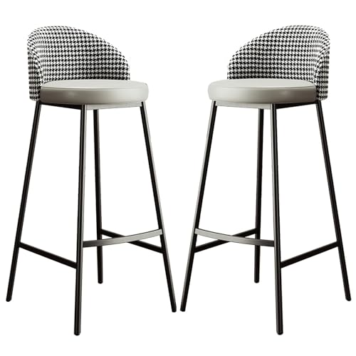 NMVAWIPT 2 Stück - Barhocker Barhocker Stühle Hocker Theke Hoch Frühstück Küchenstuhl Metallbeine Esszimmer Mit Rückenlehne Und Fußstütze(Gray,Sitting Height 65cm) von NMVAWIPT