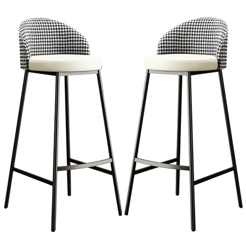 NMVAWIPT 2 Stück - Barhocker Barhocker Stühle Hocker Theke Hoch Frühstück Küchenstuhl Metallbeine Esszimmer Mit Rückenlehne Und Fußstütze(White,Sitting Height 65cm) von NMVAWIPT