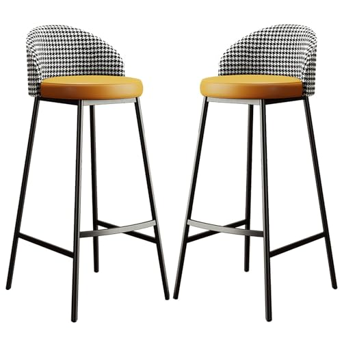 NMVAWIPT 2 Stück - Barhocker Barhocker Stühle Hocker Theke Hoch Frühstück Küchenstuhl Metallbeine Esszimmer Mit Rückenlehne Und Fußstütze(Yellow,Sitting Height 75cm) von NMVAWIPT