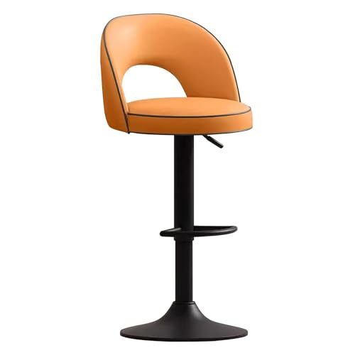 NMVAWIPT 2 Stück Drehbare, Verstellbare, Gepolsterte Barhocker, Moderner Esszimmerstuhl Aus PU-Leder Mit Thekenhöhe Und Rückenlehne, Hoher Hocker for Zu Hause(Orange) von NMVAWIPT