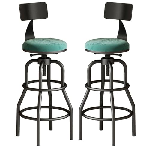 NMVAWIPT 2 Stück – Drehbarer Barhocker Mit Verstellbarer Höhe – Samtgepolsterter Hoher Hocker Mit Fußstütze for Küche, Café, Restaurant(Style3) von NMVAWIPT