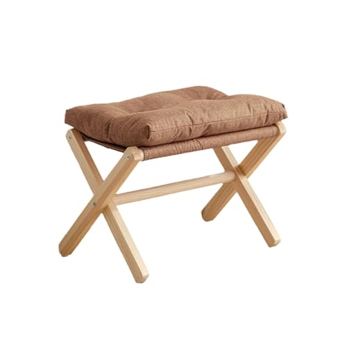 NMVAWIPT 2 Stück Faltbare Fußstütze for Couch, Gepolsterter Hocker Mit X-Beinen Und Dickem Baumwollkissen, Leichter Faltbarer Ottoman Unter Schreibtisch, Sofa(Brown) von NMVAWIPT