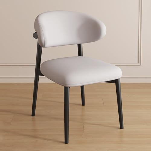 NMVAWIPT 2 Stück Gepolsterte Esszimmerstühle, Moderner Lesetisch Ohne Armlehne, Stapelstuhl, Schwarze Beine(Beige,Black Legs) von NMVAWIPT