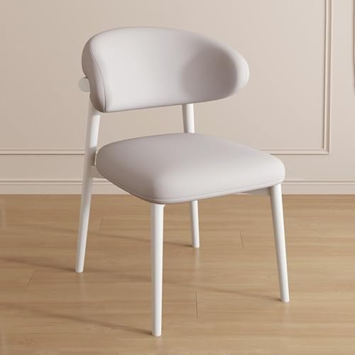 NMVAWIPT 2 Stück Gepolsterte Esszimmerstühle, Moderner Lesetisch Ohne Armlehne, Stapelstuhl, Schwarze Beine(Beige,White Legs) von NMVAWIPT