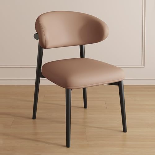 NMVAWIPT 2 Stück Gepolsterte Esszimmerstühle, Moderner Lesetisch Ohne Armlehne, Stapelstuhl, Schwarze Beine(Brown,Black Legs) von NMVAWIPT