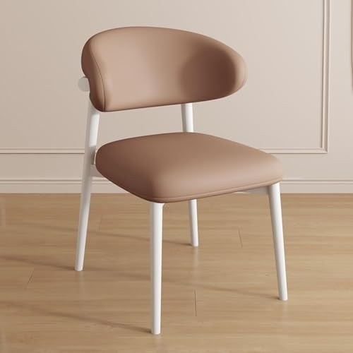 NMVAWIPT 2 Stück Gepolsterte Esszimmerstühle, Moderner Lesetisch Ohne Armlehne, Stapelstuhl, Schwarze Beine(Brown,White Legs) von NMVAWIPT