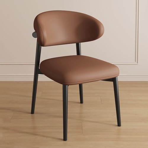 NMVAWIPT 2 Stück Gepolsterte Esszimmerstühle, Moderner Lesetisch Ohne Armlehne, Stapelstuhl, Schwarze Beine(Coffee Brown,Black Legs) von NMVAWIPT