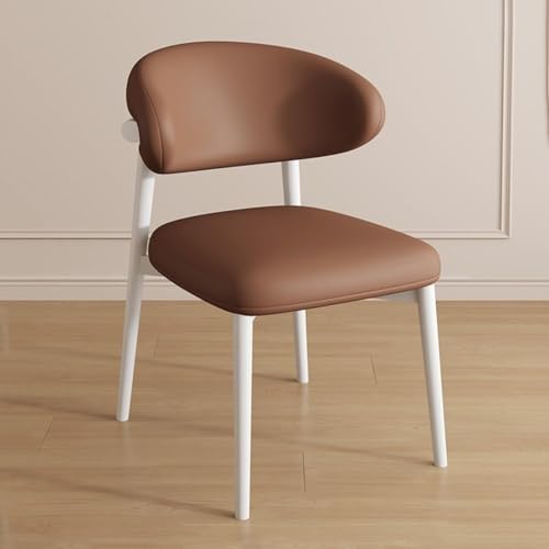 NMVAWIPT 2 Stück Gepolsterte Esszimmerstühle, Moderner Lesetisch Ohne Armlehne, Stapelstuhl, Schwarze Beine(Coffee Brown,White Legs) von NMVAWIPT
