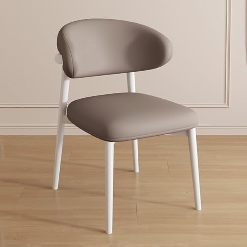 NMVAWIPT 2 Stück Gepolsterte Esszimmerstühle, Moderner Lesetisch Ohne Armlehne, Stapelstuhl, Schwarze Beine(Dark Khaki,White Legs) von NMVAWIPT