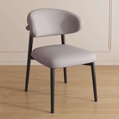 NMVAWIPT 2 Stück Gepolsterte Esszimmerstühle, Moderner Lesetisch Ohne Armlehne, Stapelstuhl, Schwarze Beine(Light Grey,Black Legs) von NMVAWIPT