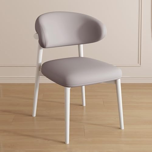 NMVAWIPT 2 Stück Gepolsterte Esszimmerstühle, Moderner Lesetisch Ohne Armlehne, Stapelstuhl, Schwarze Beine(Light Grey,White Legs) von NMVAWIPT