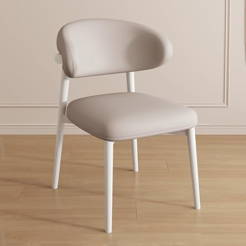 NMVAWIPT 2 Stück Gepolsterte Esszimmerstühle, Moderner Lesetisch Ohne Armlehne, Stapelstuhl, Schwarze Beine(Light Khaki,White Legs) von NMVAWIPT