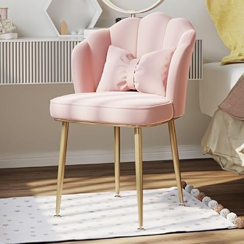 NMVAWIPT 2 Stück – Gepolsterter Esszimmerstuhl Im Skandinavischen Stil Mit Metallbeinen Armloser Beistellstuhl for Küche Und Esszimmer(Gold/Pink) von NMVAWIPT