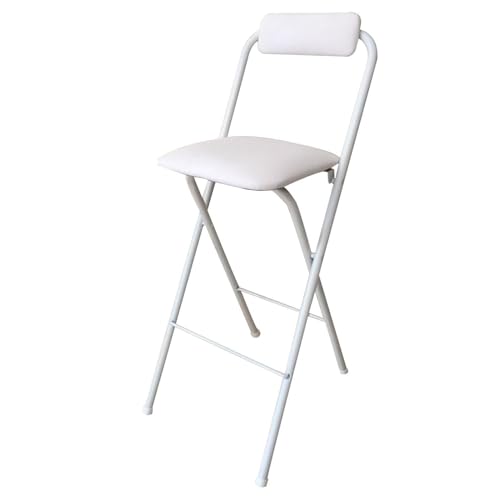 NMVAWIPT 2 Stück - Klappbarer Barhocker Mit Rückenlehne Und Fußstütze, Tragbarer Stuhl In Thekenhöhe for Küche, Büro, Balkon Und Restaurant(White,70cm/27.6in) von NMVAWIPT