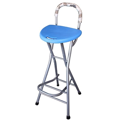 NMVAWIPT 2 Stück Klappbarer Barhocker – Tragbarer Hochstuhl Mit Gepolsterter Sitzfläche, Kompakt for Den Innen- Und Außenbereich(Blue with Backrest) von NMVAWIPT