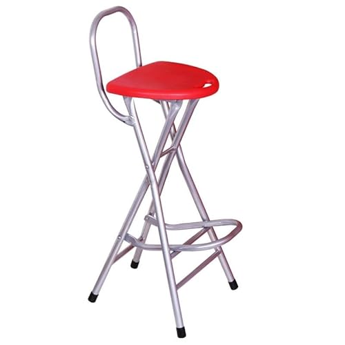 NMVAWIPT 2 Stück Klappbarer Barhocker – Tragbarer Hochstuhl Mit Gepolsterter Sitzfläche, Kompakt for Den Innen- Und Außenbereich(Red with Backrest) von NMVAWIPT