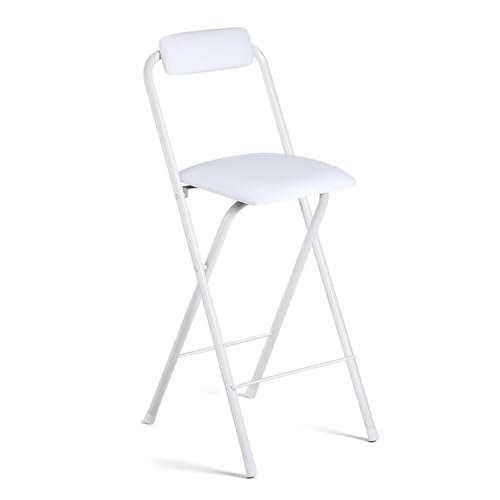 NMVAWIPT 2 Stück - Klappbarer Hocker, Stühle In Thekenhöhe, Tragbarer Hoher Barhocker Mit Rutschfesten Fußpolstern, Gepolsterter Rückenlehne Aus Leder(White,65cm/25.5in) von NMVAWIPT