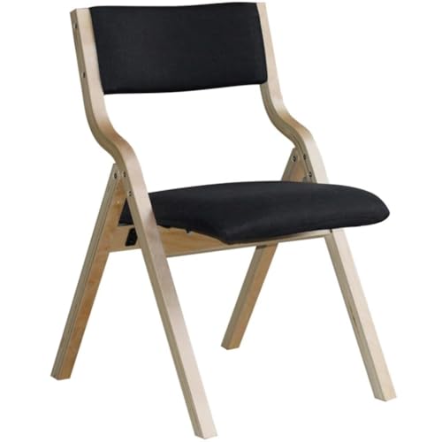 NMVAWIPT 2 Stück Klappstühle Mit Gepolsterten Sitzen, Bequemer Klappstuhl Aus Baumwollleinen, Wohnzimmer-Stühle Massivem Bugholz, Empfang(Black) von NMVAWIPT