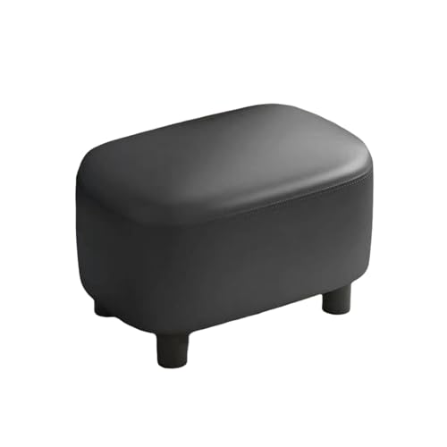 NMVAWIPT 2 Stück Kleiner Rechteckiger Fußhocker Mit Gepolsterter Sitzfläche – Moderner Rückenfreier Ottomanhocker for Sofa, Schlafzimmer Und Wohnzimmer(Black) von NMVAWIPT