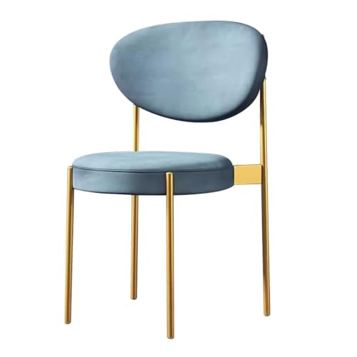 NMVAWIPT 2 Stück - Küchen-Esszimmerstuhl for Cafés, Gelegentlicher Akzent Mit Rückenlehne, Armloser Freizeitempfang Goldenem Metallrahmen(Blue) von NMVAWIPT