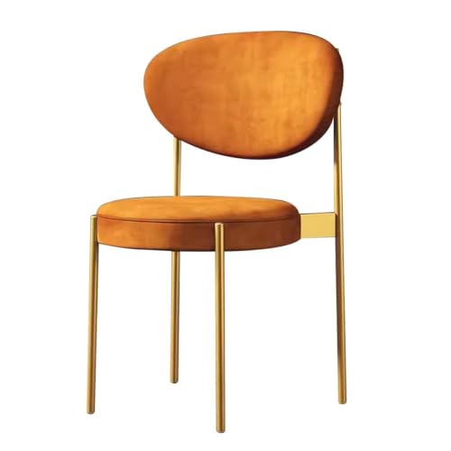 NMVAWIPT 2 Stück - Küchen-Esszimmerstuhl for Cafés, Gelegentlicher Akzent Mit Rückenlehne, Armloser Freizeitempfang Goldenem Metallrahmen(Orange) von NMVAWIPT