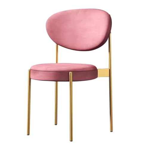 NMVAWIPT 2 Stück - Küchen-Esszimmerstuhl for Cafés, Gelegentlicher Akzent Mit Rückenlehne, Armloser Freizeitempfang Goldenem Metallrahmen(Pink) von NMVAWIPT