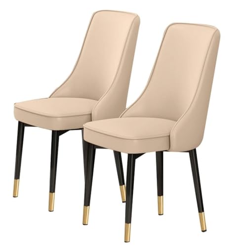 NMVAWIPT 2 Stück - Küchenstuhl, Esszimmerstühle Mit Metallbeinen, Wasserdichtes PU-Leder, for Die Seite des Wohnzimmers, Lounge-Theke(Beige) von NMVAWIPT