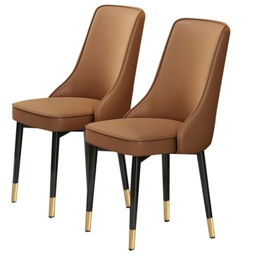 NMVAWIPT 2 Stück - Küchenstuhl, Esszimmerstühle Mit Metallbeinen, Wasserdichtes PU-Leder, for Die Seite des Wohnzimmers, Lounge-Theke(Brown) von NMVAWIPT