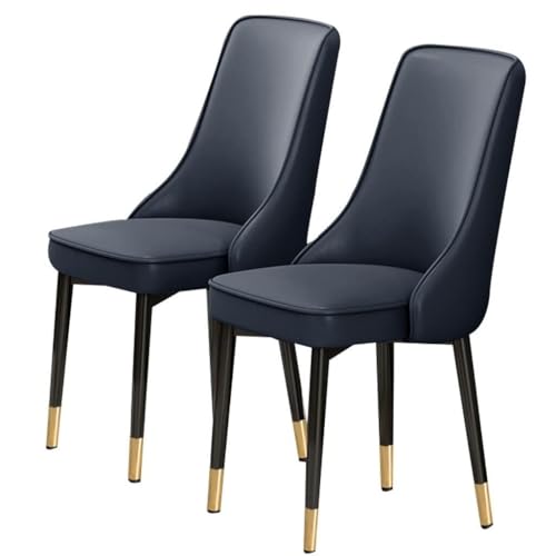NMVAWIPT 2 Stück - Küchenstuhl, Esszimmerstühle Mit Metallbeinen, Wasserdichtes PU-Leder, for Die Seite des Wohnzimmers, Lounge-Theke(Dark Blue) von NMVAWIPT