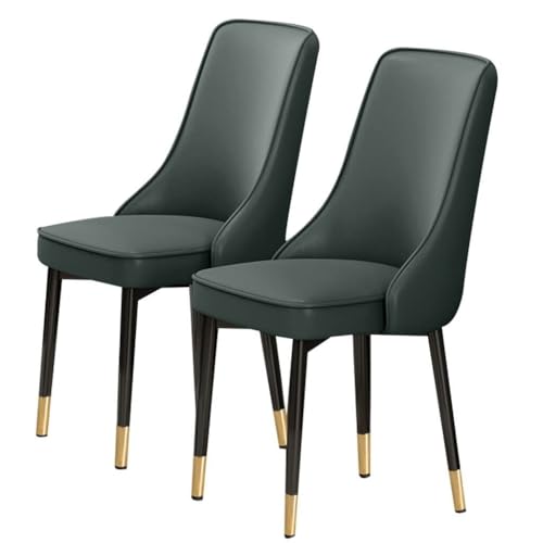 NMVAWIPT 2 Stück - Küchenstuhl, Esszimmerstühle Mit Metallbeinen, Wasserdichtes PU-Leder, for Die Seite des Wohnzimmers, Lounge-Theke(Dark Green) von NMVAWIPT