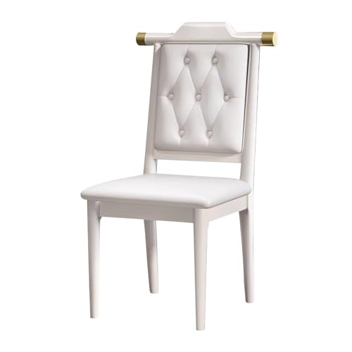 NMVAWIPT 2 Stück - Leder-Akzent-Küchen-Esszimmerstühle Mit Rückenlehne, Retro-Schreibtischstuhl Gepolstertem Holzkissen for Die Freizeit, Seite Holzbeinen(White) von NMVAWIPT