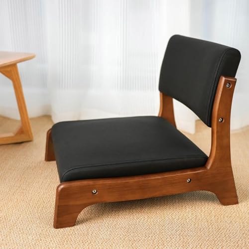 NMVAWIPT 2 Stück - Meditations-Bodenstuhl Mit Rückenlehne, Tatami-Sitz Aus Massivholz for Wohnzimmer Und Schlafzimmer(Black) von NMVAWIPT