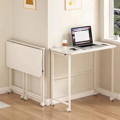 NMVAWIPT 2 Stück Mobiler Faltbarer Schreibtisch Mit Rädern, Platzsparender Rollcomputer for Büro Schlafzimmer Wohnheim(39.3x19.7in) von NMVAWIPT