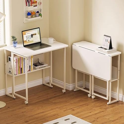NMVAWIPT 2 Stück Mobiler Faltbarer Schreibtisch Mit Rädern, Platzsparender Rollcomputer for Büro Schlafzimmer Wohnheim(39.3x22.8in) von NMVAWIPT
