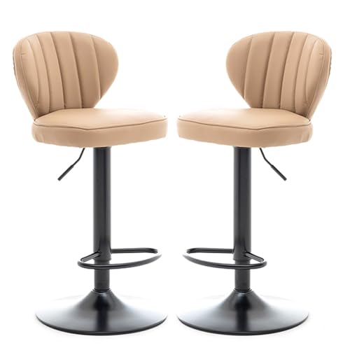NMVAWIPT 2 Stück - Moderne, Um 360 Grad Drehbare Barhocker In Thekenhöhe Mit Gepolstertem Sitz Aus PU-Leder Und Chromrahmen for Küche Oder Esszimmer(Beige) von NMVAWIPT