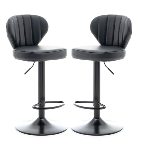 NMVAWIPT 2 Stück - Moderne, Um 360 Grad Drehbare Barhocker In Thekenhöhe Mit Gepolstertem Sitz Aus PU-Leder Und Chromrahmen for Küche Oder Esszimmer(Black) von NMVAWIPT