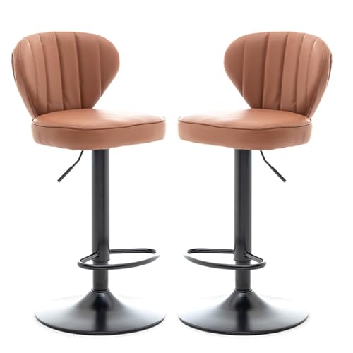 NMVAWIPT 2 Stück - Moderne, Um 360 Grad Drehbare Barhocker In Thekenhöhe Mit Gepolstertem Sitz Aus PU-Leder Und Chromrahmen for Küche Oder Esszimmer(Brown) von NMVAWIPT