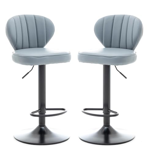 NMVAWIPT 2 Stück - Moderne, Um 360 Grad Drehbare Barhocker In Thekenhöhe Mit Gepolstertem Sitz Aus PU-Leder Und Chromrahmen for Küche Oder Esszimmer(Light Blue) von NMVAWIPT
