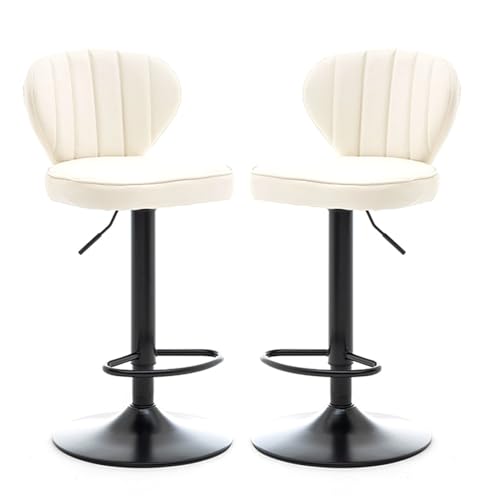 NMVAWIPT 2 Stück - Moderne, Um 360 Grad Drehbare Barhocker In Thekenhöhe Mit Gepolstertem Sitz Aus PU-Leder Und Chromrahmen for Küche Oder Esszimmer(White) von NMVAWIPT