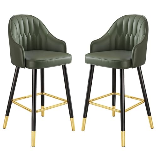 NMVAWIPT 2 Stück - Moderne Barhocker Mit Rückenlehne Und Fußstütze, Stühle for Kücheninseln, Gepolsterte Barhocker In Thekenhöhe Aus Kunstleder(Green,Sitting Height 55cm) von NMVAWIPT