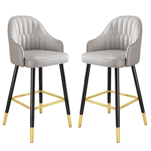 NMVAWIPT 2 Stück - Moderne Barhocker Mit Rückenlehne Und Fußstütze, Stühle for Kücheninseln, Gepolsterte Barhocker In Thekenhöhe Aus Kunstleder(White,Sitting Height 65cm) von NMVAWIPT