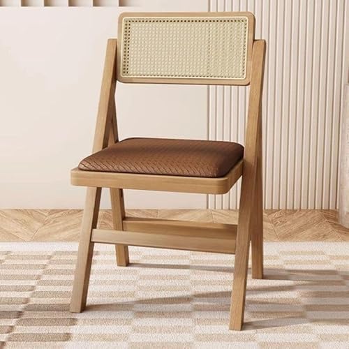 NMVAWIPT 2 Stück - Moderner Klappstuhl Aus Massivholz Mit Offener Rückenlehne for Den Heimgebrauch Im Wohn- Und Esszimmer(Upholstered,Natural Coffee) von NMVAWIPT